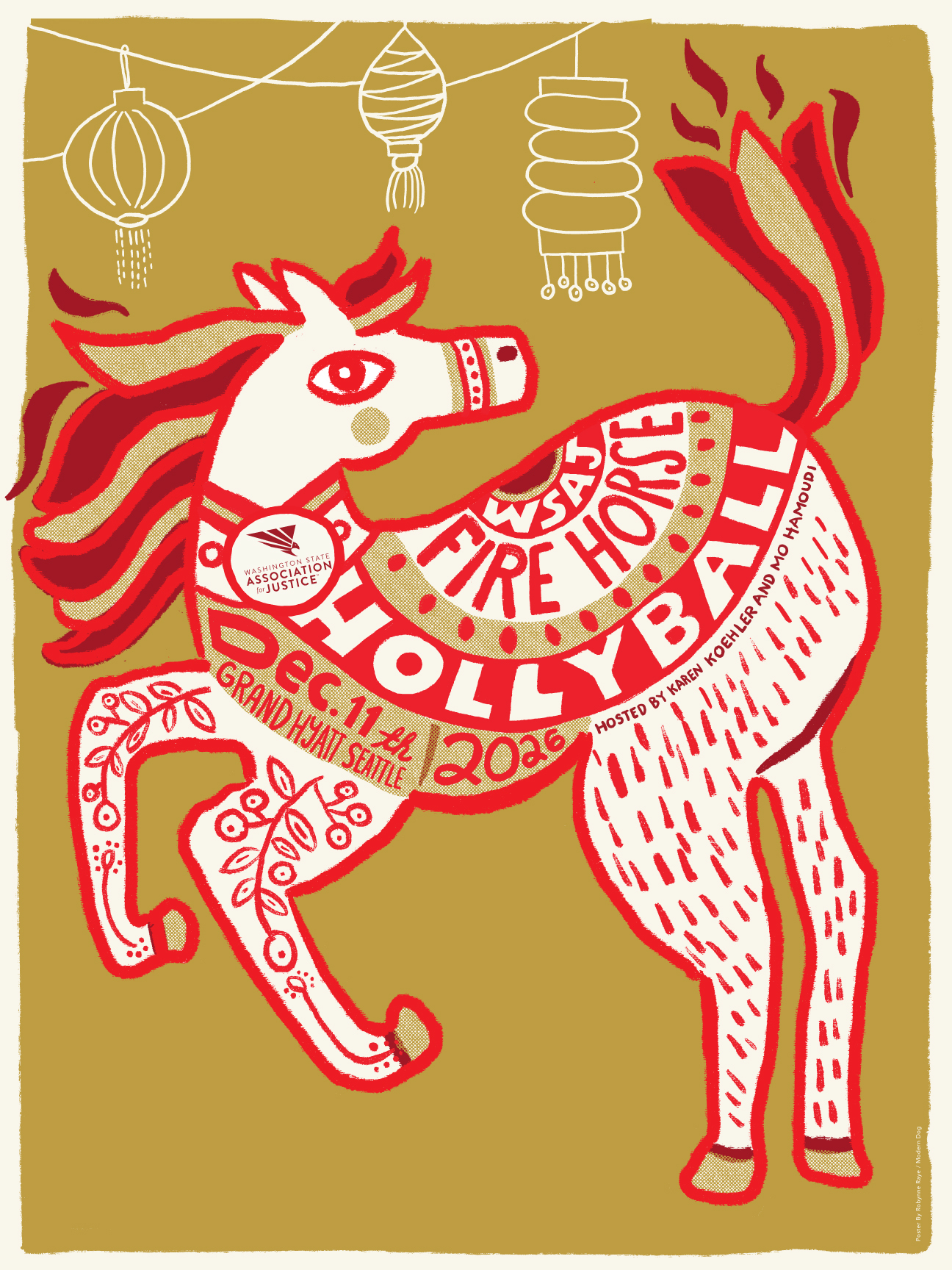 Fire Horse Holly Ball Poster